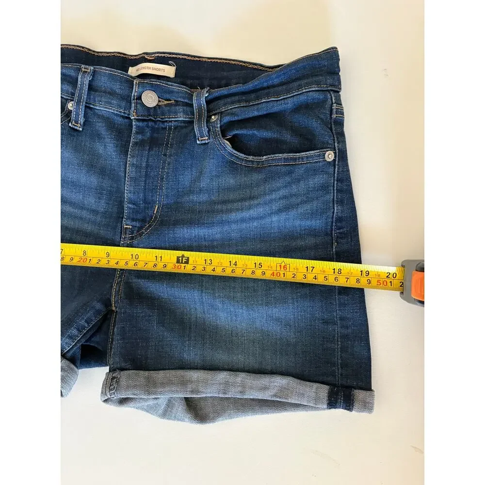 Levi's Mid Length denim jean Shorts Dark Wash western casual summer boho beach